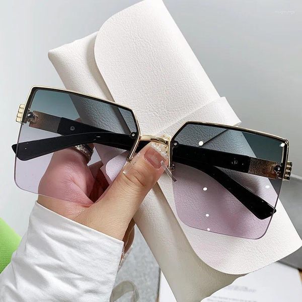 Sonnenbrille Gradienten Großen Quadratischen Rahmen Für Frauen Männer Marke Design Fahren Reise Sonnenbrille Mode Vintage Männliche Damen Brillen