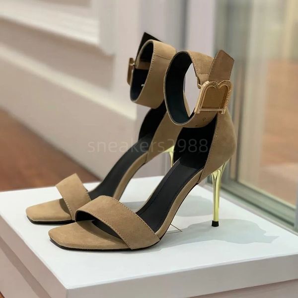 Дизайнерские сандалии BAL savia, роскошные босоножки B с золотой фурнитурой, стройные вечерние туфли на высоком каблуке, женские сандалии-гладиаторы на высоком каблуке