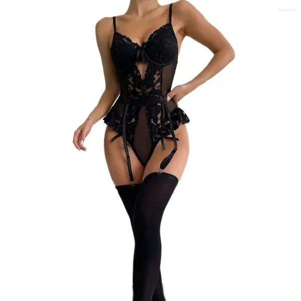 I set di reggiseni arrivano abiti sexy body lingerie body donna calze a rete erotiche cofanetti aperti calze erotiche costumi neri