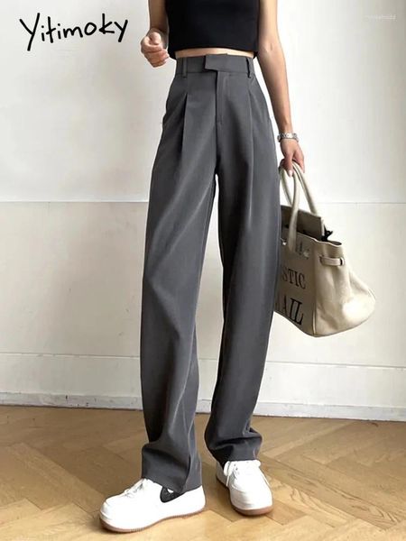 Pantaloni da donna Yitimoky Gamba Larga Donna Moda Coreana 2024 Pantaloni Femminili Dritti Allentati Casuali Abiti da Donna da Ufficio a Vita Alta