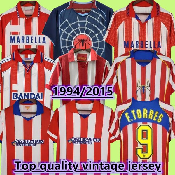 Retro 2004 2005 2013 2014 Atletico Madrid Maglie da calcio Kun Aguero Griezmann MAXI F.TORRES 04 05 10 11 13 14 15 94 95 96 97 Gabi Forlan SIMAO Classico vintage di alta qualità