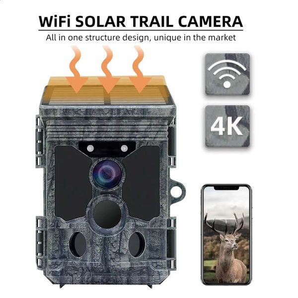 Камера Trail WiFi 4k 46MP и без свечения, ночное видение, активация движения, IP66, водонепроницаемая охотничья камера, приложение для наблюдения за дикой природой 240126