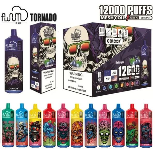 Fluum Box originale Tornado RGB 12000 soffi monouso Vape Fluumbox Sigarette elettroniche deseachable 20ml Preriempito 12k Pod Dispositivo Flash inferiori