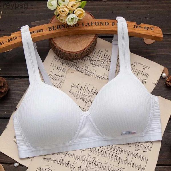 Sutiãs sutiãs femininos de algodão respirável sutiãs roupa interior cor pura casual estudantes desenvolvimento push up bralette feminino sem anel de aço reunir sutiã yq240203