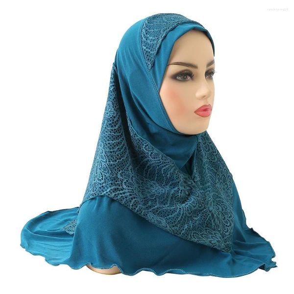 Roupas étnicas Moda Plain Islâmico Underscarf Lace Splicing Khimar Mulheres Muçulmanas Hijab Tubo Interno Al Amira Lenço Instantâneo Envoltório de Cabeça