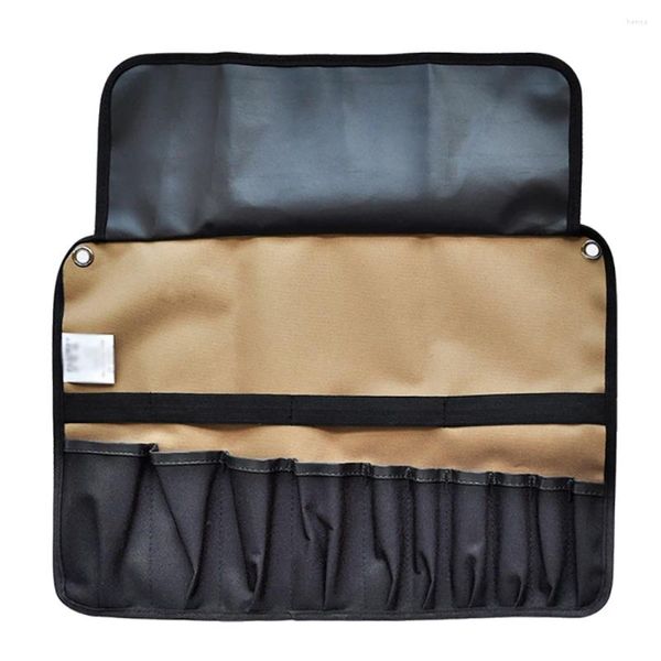 Sacos de armazenamento Bolsa de ferramentas de rolagem dobrável Oxford Spanner com bolsos pequenos Organizador de ferramentas de chaves portáteis 32 45cm