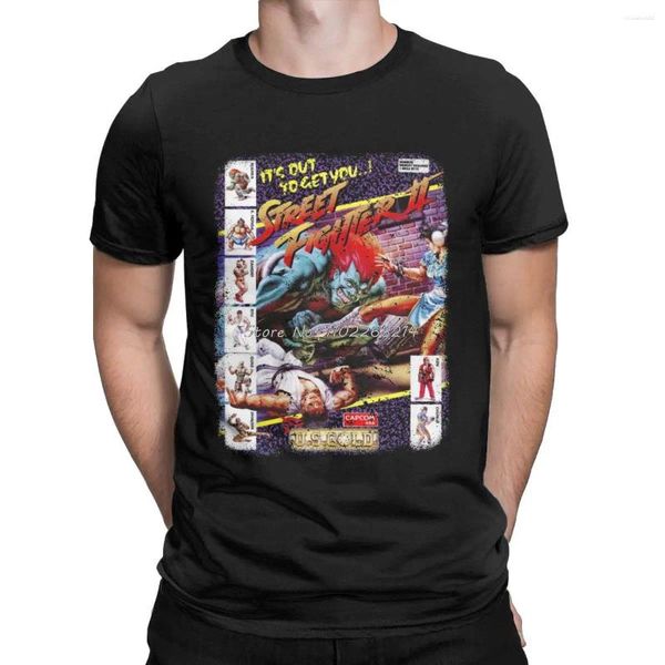 Мужские футболки, рубашка Street Fighter II, хлопковые топы, винтажные футболки с короткими рукавами и круглым вырезом, футболка большого размера, аниме