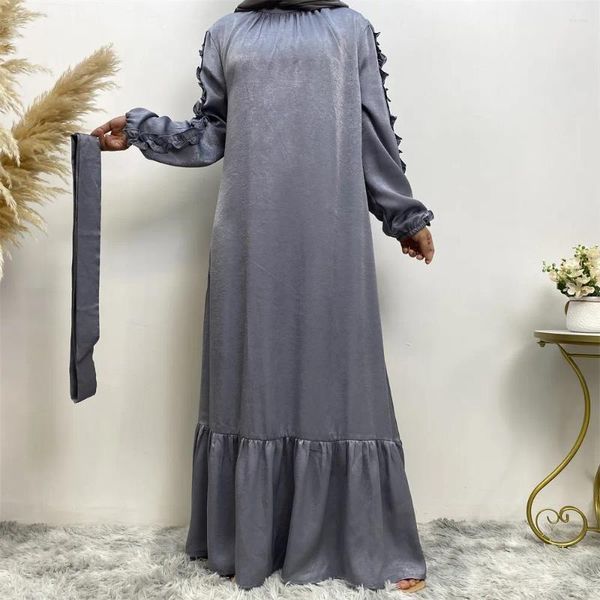 Ethnische Kleidung Kleider für Frauen Falten Langarm Solide Elegantes Frühling Herbst Party Abendkleid Mode Islam Vestidos Para Mujer