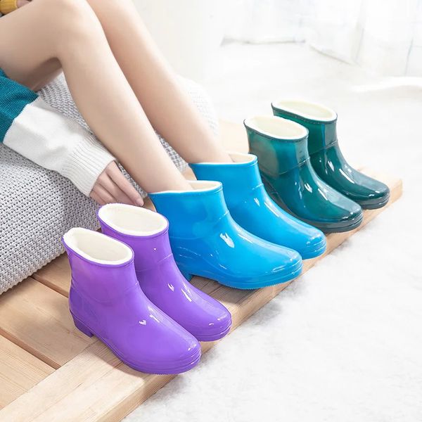 Miaoguan mulheres inverno apring galochas senhoras bonito dos desenhos animados botas de chuva sapatos de água de borracha botas de chuva adulto 36-41 botas de chuva 240125