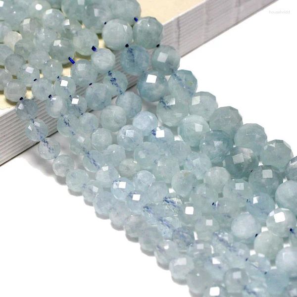Pedras preciosas soltas pedra natural facetada aaa aquamarine azul redondo contas de pedras preciosas para fazer jóias diy pulseira colar 6/8/10mm