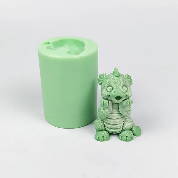 Stampi da forno DW0451 Animali Silicone 3D Un simpatico piccolo dinosauro che tiene il viso Stampo per candele Stampi per sapone Matrimonio Compleanno San Valentino