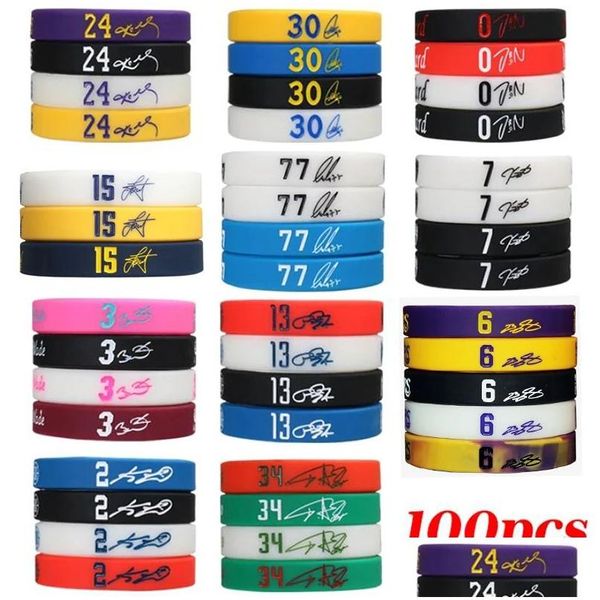 Bangle Pulseiras 100 Pçs/lote Basquete Sile Esporte Pulseiras Para Homens Jogadores de Basquete Bangles Drop Delivery Jóias Pulseiras Dhwb4