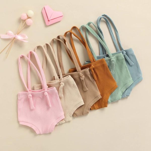 Shorts bebê meninas meninos suspender verão crianças estilo simples cor sólida alça ajustável casual calças curtas