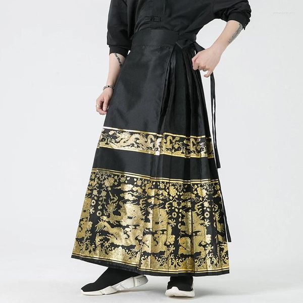 Мужские брюки, мужская широкая китайская юбка, стиль Харадзюку, шаровары, мужские винтажные свободные повседневные женские брюки, большой размер 5XL