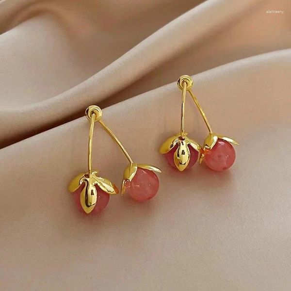 Brincos de garanhão início da primavera rosa cereja 2024 na moda requintado simples luxo doce e bonito moda temperamento jóias