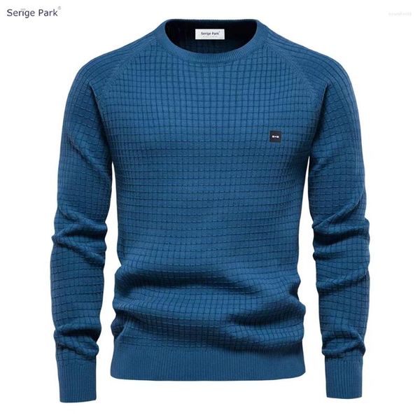 Suéteres masculinos Serige Park Sweater para homens marca de luxo quadrado arco tridimensional 2024 França inverno pescoço pulôver Eden Top