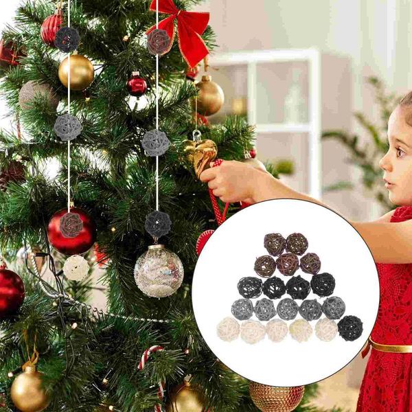 Decorazione per feste 20 pezzi Palline di vimini in rattan Riempitivo decorativo per vaso Albero di Natale Appeso Centrotavola di Natale Decorazioni per le vacanze di nozze