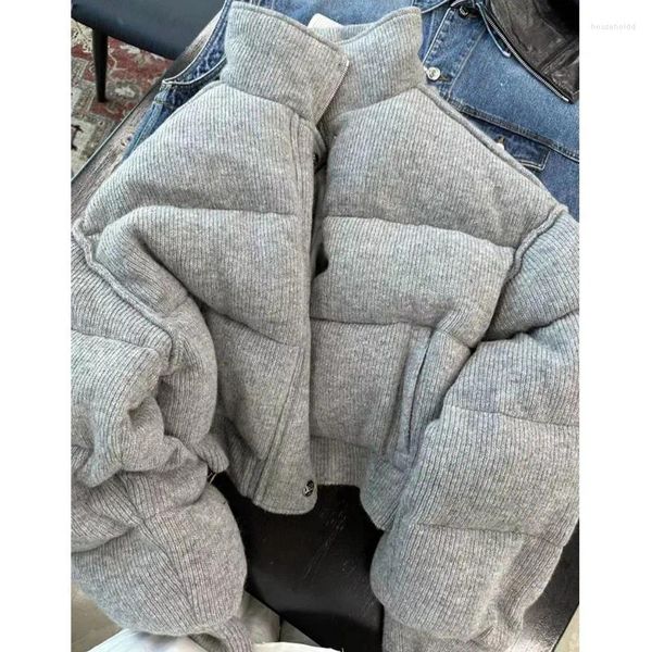 Frauen Graben Mäntel Frauen Casual Grau Farbe Kurze Parkas Weibliche Lose Dicke Warme 2024 Herbst Winter Jacken