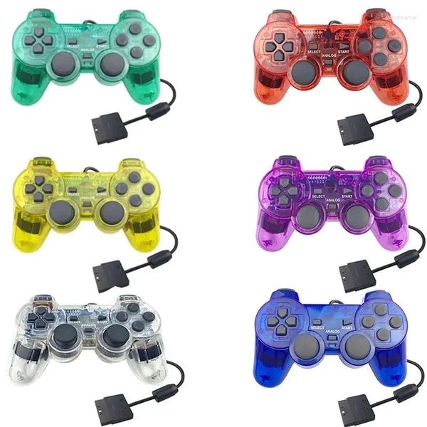 Controladores de jogo Wired Transparent Gamepad para PS2 Handle Remote Gaming Controller Joystick Manette Joypad