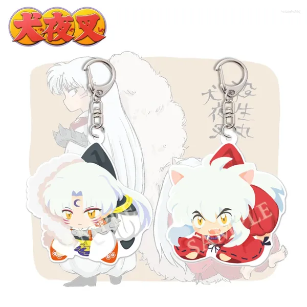 Schlüsselanhänger 6 cm Cartoon Anime Inu Yasha Figur Schlüsselanhänger Sesshoumaru Q Version Acryl Ornamente Auto Schlüsselanhänger Fans Sammlung Geschenke für Kinder