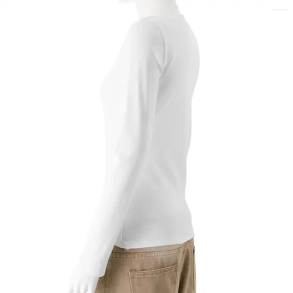 Damenblusen, einfarbig, langärmelig, Pullover-Oberteile, stilvolles, schmal geschnittenes Basic-Shirt mit U-Ausschnitt und feinen Nähten