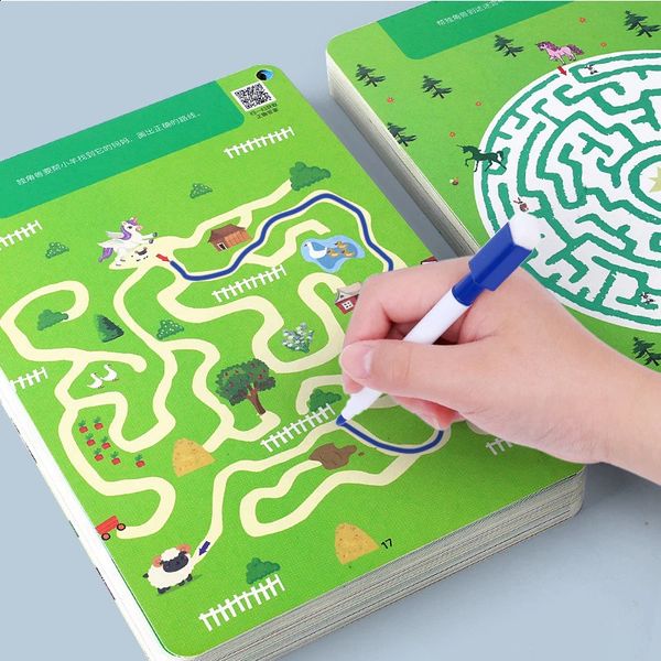 Kinder-Labyrinth-Trainingsbuch zur Entwicklung des Gehirnpotentials, Lernaktivitäten für Kinder, pädagogisches Montessori-Spielzeug für Kinder 240131