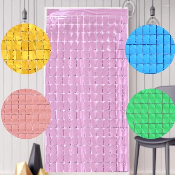 Party-Dekoration, 1 x 2 m, quadratischer Folienvorhang, rosa Laser-Lametta-Würfel, Regenvorhang, Hintergrund für Geburtstag, Hochzeit, Babyparty, Dekoration