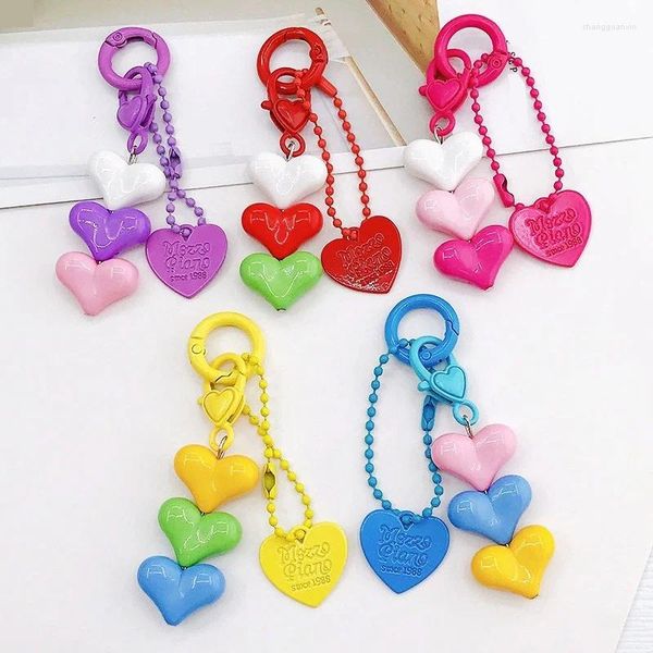 Schlüsselanhänger Herz Acryl Farbe Liebe Anhänger Kette Schlüsselbund Schmuck Ornament Charme Legierung Schlüssel Für Frauen Mädchen Geschenk Zubehör