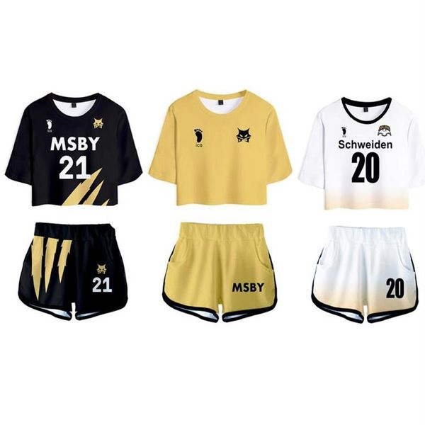 Anime haikyuu cosplay traje msby preto chacais voleibol clube hinata shoyo treino feminino conjunto de duas peças topos e shorts257k