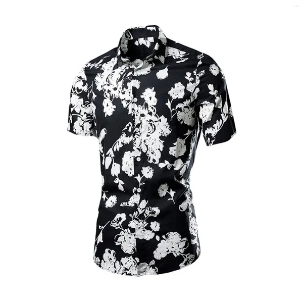 Homens camisetas 2024 verão multi colorido jacquard camisa de manga curta mens macacão macacão longo botão n vestido casual homens