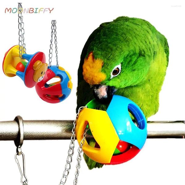 Outros suprimentos de pássaros bonito animal de estimação plástico mastigar bola gaiola brinquedo para papagaio cockatiel periquito