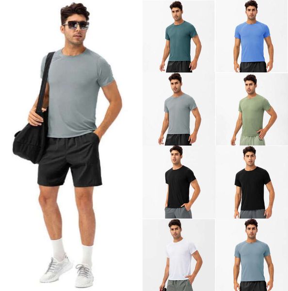 2024 Lu Running Yoga Outfit Camisas Compressão Sports Tights Fitness Gym Futebol Homem Jersey Sportswear Quick Dry Sport T- Top Mans Designer T-shirt