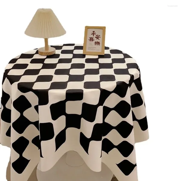 Pano de mesa xadrez redondo estilo nórdico luz luxo high-end sentido jantar tecido chá u5y749