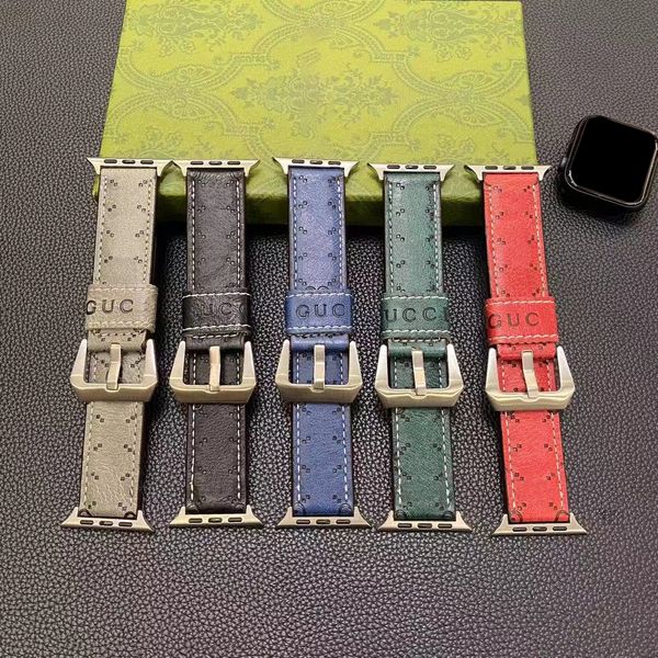 Lindas pulseiras de couro real para Apple Watch Band 38mm 40mm 41mm 42mm 44mm 45mm 49mm Pulseiras de luxo com designs de alta qualidade iWatch 8 7 6 5 4 com caixa de logotipo Mulher Homem