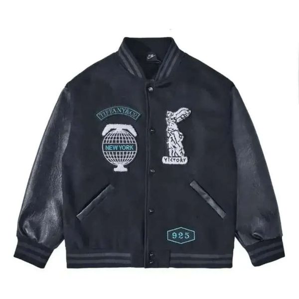 2023Ss Schwarze Baseballjacken Herren Designerjacke Tiffany Lederhülle New York Herrenmäntel 925 328 653