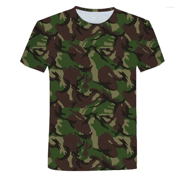 Herren-T-Shirts, Sommermode und Damen-Kinder-T-Shirt, Camouflage, 3D-gedruckt, Militär-Fan-Uniform, lässig, Sport, atmungsaktiv, dünnes Oberteil