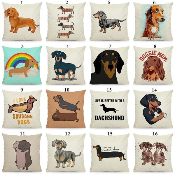 Travesseiro XUNYU Cute Dachshund Print Cover Dog Home Caso Decorativo 45x45cm DWG014