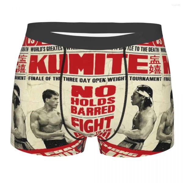 Cuecas novidade boxer shorts calcinha homens bloodsport filme poster jean claude van damme roupa interior macia para masculino s-xxl