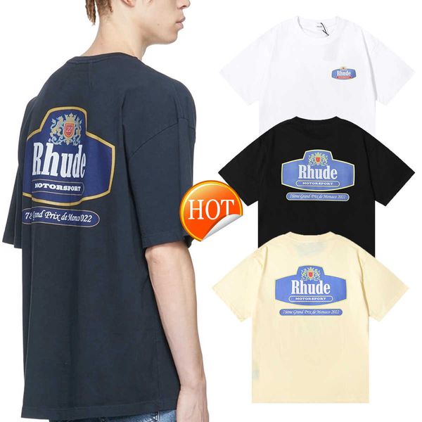 Chaopai Micro Label Letter Emblem Impresso Camiseta de Manga Curta para Homens e Mulheres Casais American Street Meia Manga