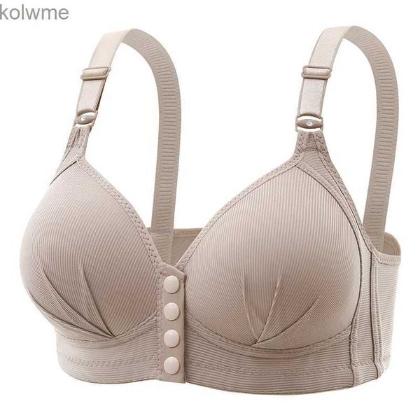 Reggiseni BC New Large Size Fibbia anteriore Reggiseno push up Top Coppa sottile Bottone Canottiera Tipo Mamma di mezza età Donna Biancheria intima sexy Ropa Mujer YQ240203