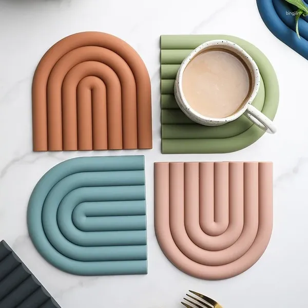 Tapetes de mesa Acessórios de cozinha Tapete de silicone Extra Grosso Placemat Aberto Honeycomb Pad Coffee Cup