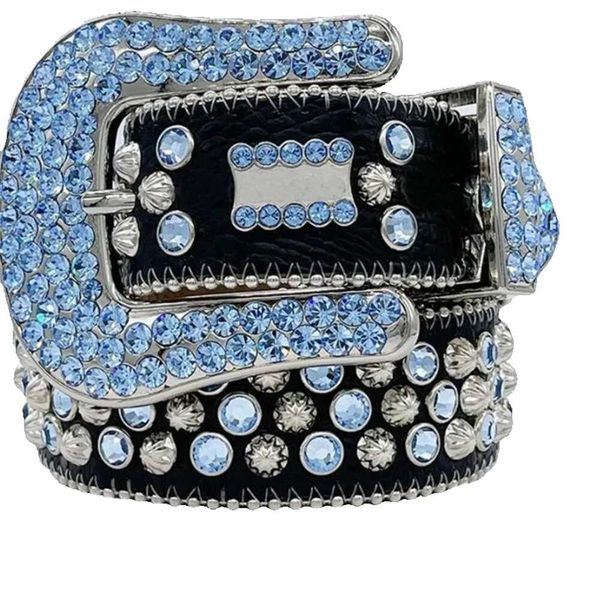 317 Simon for Bb Designer Shiny Women Belts Men Diamond Belt on Black Blue White Multicolour with Bling Rhin