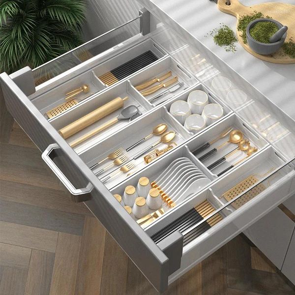 Küche Lagerung Organizer Schublade Box Besteck Trennung Rack Essstäbchen Gabel Löffel Schrank Schreibtisch Teiler Container