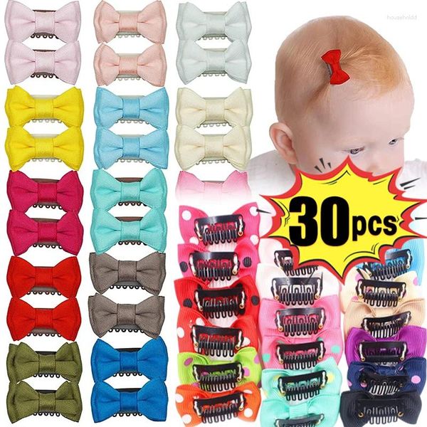 Haarschmuck 10/30 Stück Bonbonfarben Baby Kleine Schleife Clips Sicherheitsband Pins Haarspangen Kinder Mädchen Kinder Haarnadel