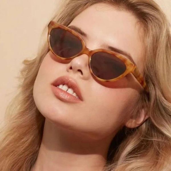 Óculos de sol 2024 High End Mulheres Cat Eye Moda Meninas Poligonal Proteção Solar Ins Trendy Retro UV400