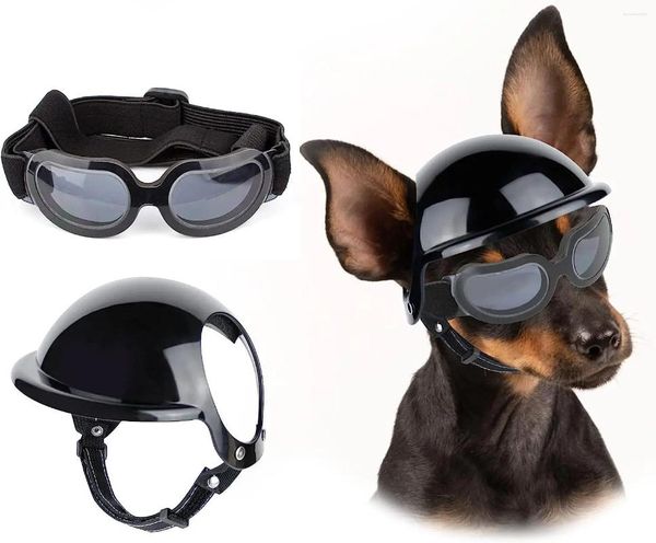 Vestuário para cães ATUBAN Capacete e óculos de sol para cães Proteção UV Óculos Esporte Chapéu Médio Ao Ar Livre Condução Caminhada