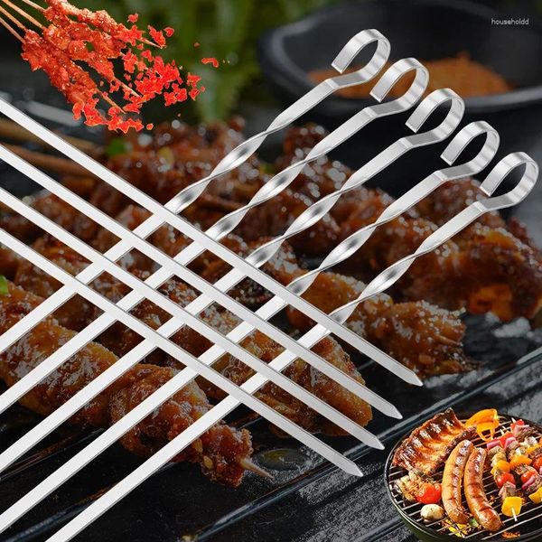 Werkzeuge 10 teile/satz Grill Fleisch String Spieße Chunks Von Edelstahl Churrasqueira Roast Stick Für BBQ Outdoor Picknick