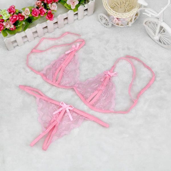 BHs Sets Spitze aushöhlen Unterwäsche BH Set Sexy Dessous Sex Nachtwäsche G-String Anzug Femme Pyjamas Erotische Kleidung 2024