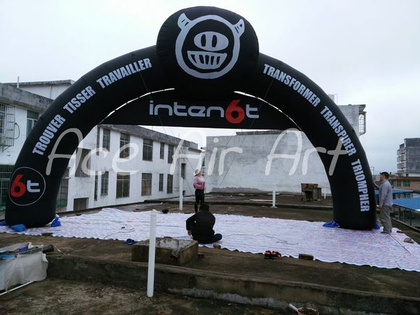 vendita all'ingrosso gigante della Cina fornitore all'aperto gonfiabile nero arco di Halloween arco inizio linea di finitura con banner rimovibile per lo sport