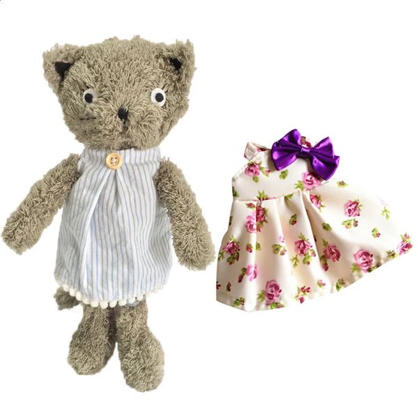 Gatos bonitos bonecas de pelúcia com roupas vestir gato animais de pelúcia brinquedos macios para crianças meninas crianças bebê aniversário presentes de natal 240123